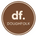 A circular brown logo with a thin cream border, featuring the lowercase 'df.' and the word 'DOUGHFOLK' in cream text on a white background.